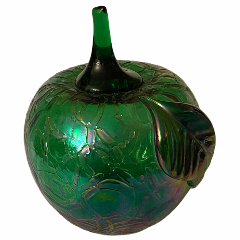 Vintage Crackled Iridescent Green Apple Decor
